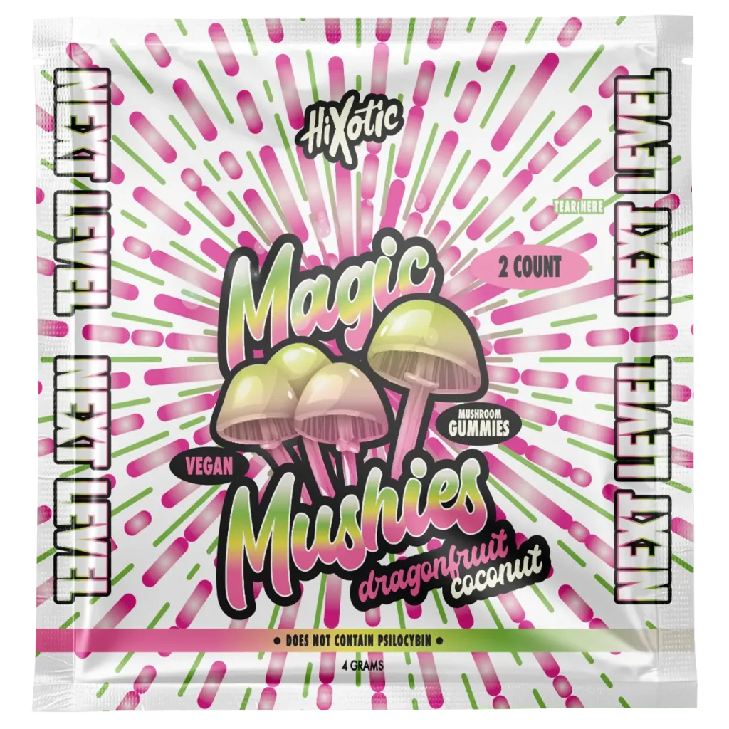 hixotic magic mushies dragonfruit coconut gummies 2 count