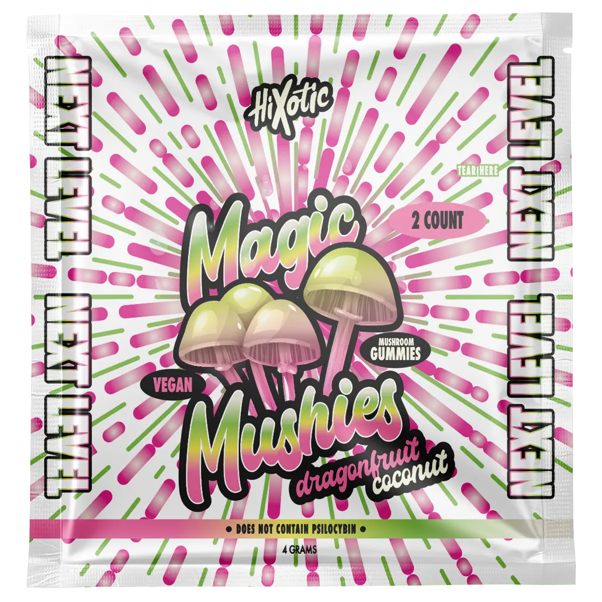 hixotic magic mushies dragonfruit coconut gummies 2 count