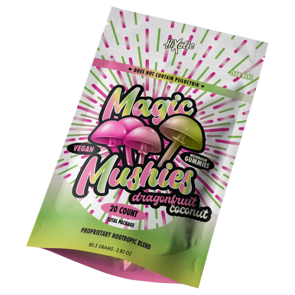 hixotic magic mushies dragonfruit coconut gummies