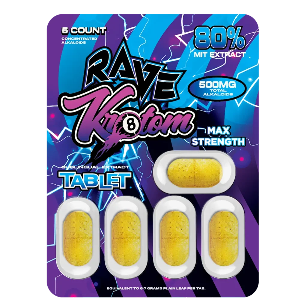 rave kratom max strength extract tablets 5 pack