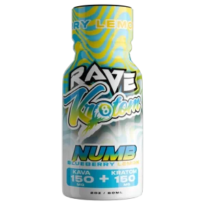 rave kratom shot numb blueberry lemon