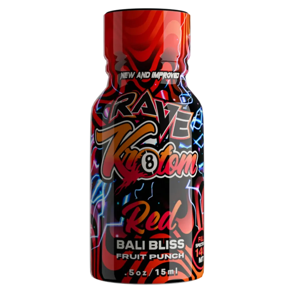 rave kratom shot red bali bliss fruit punch