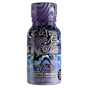 rave kratom shot white dragon peach berry